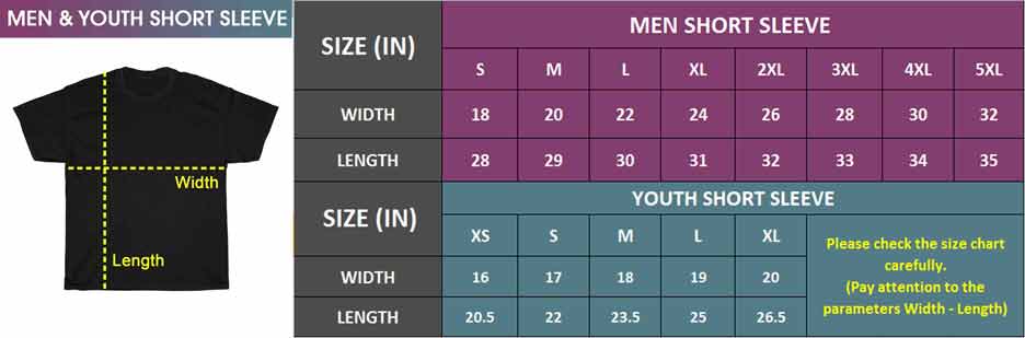 Men & Youth Short Sleeve | Size Chart
