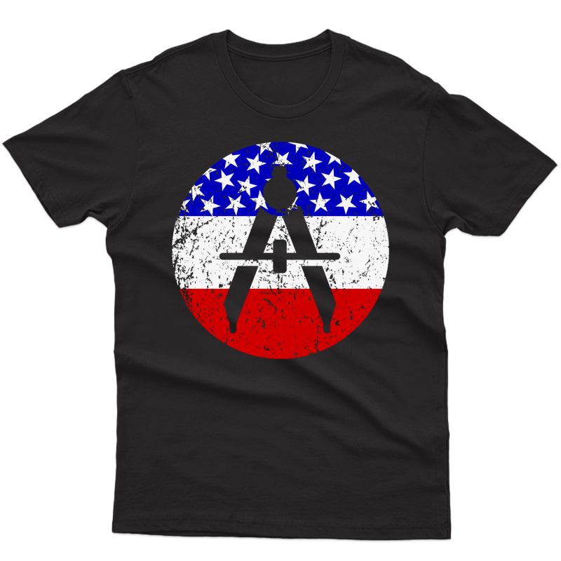 American Flag Architect Engineer Vintage Retro Compass T-shirt