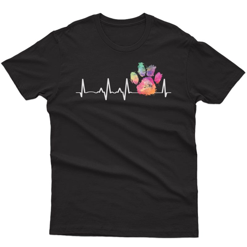 Cute Veterinarian Gift Rainbow Paw Print Heartbeat Vet Tech T-shirt