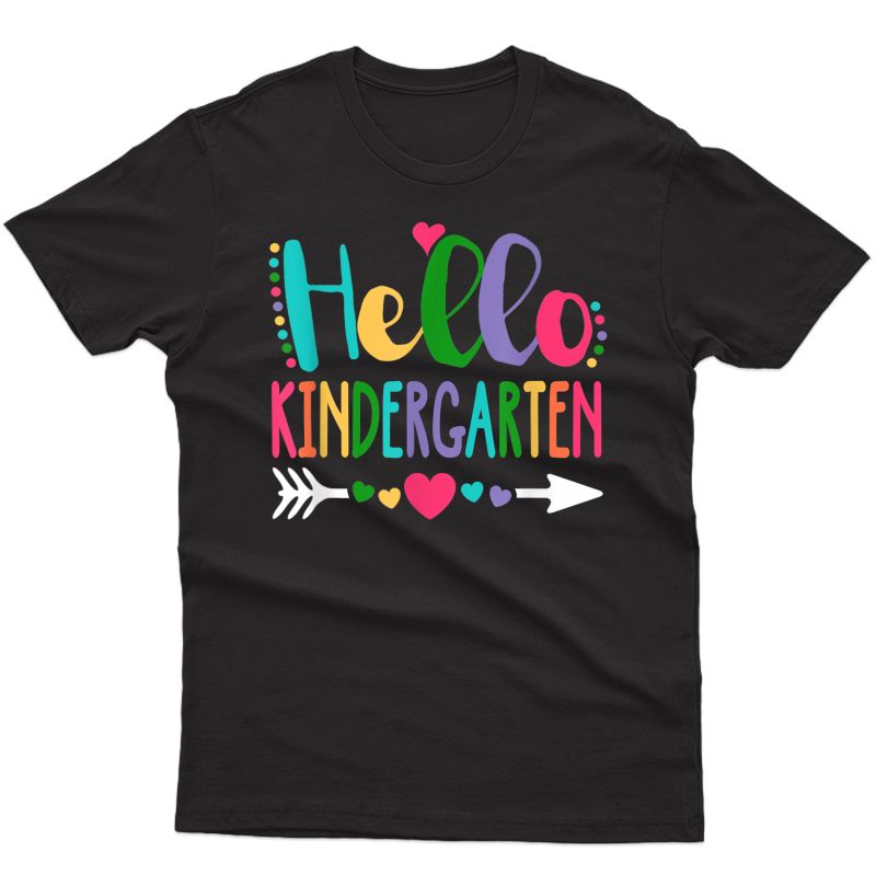 Hello Kindergarten Heart Tea Student Back To School T-shirt