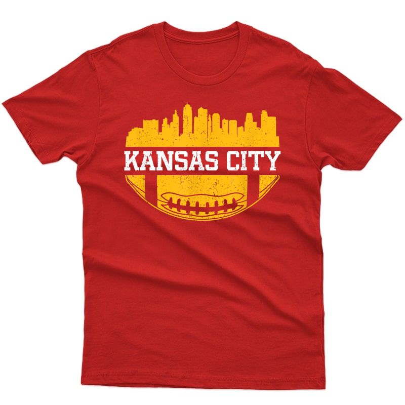 Kansas City Football Vintage Kc Skyline Missouri Chief Retro T-shirt