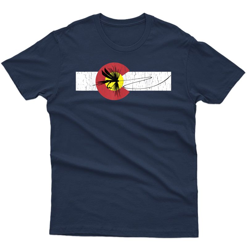 S Colorado Flag T-shirt With Fly Fishing Design