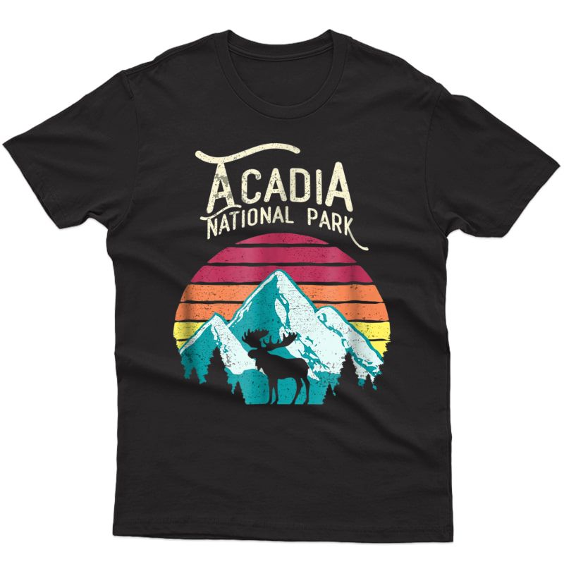 Vintage Acadia National Park, Maine Mountains Moose T Shirt