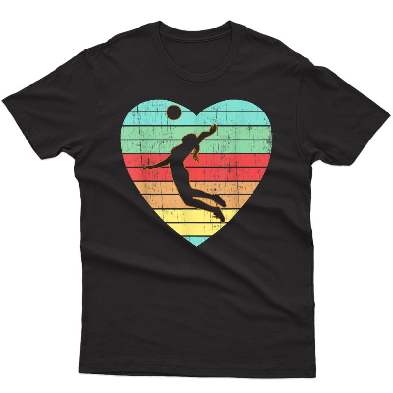 Vintage Valentines Day Heart Gifts Volleyball Player Girl T-shirt